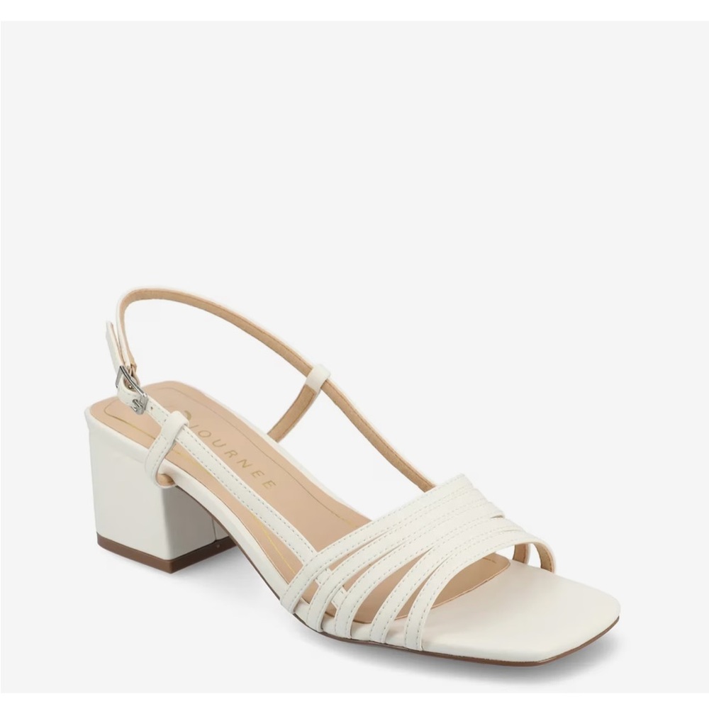 Journee Shaylana Block Heel Sandal White Wide
